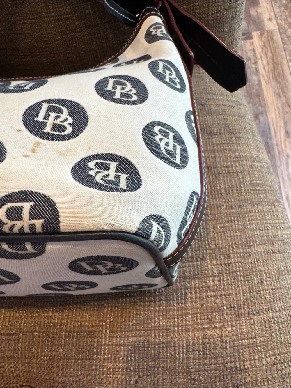 Dooney & Bourke monogram hobo style bag purse with duck charm